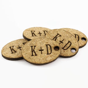Pack of 10 personalized oval  cork tags. Oval tags. Natural cork tags. Tags. Tags for wedding. Cork tag. Wedding gift favor. Oval shape tags