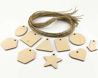 Pack of 10 different figures. Lot wooden shapes. Circle heart triangle oval square rectangle arrow star pentagon hexagon.