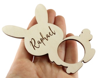 Personalized Easter Napkin Holder: Wooden Bunny Decor