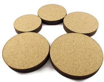 Different size pack of 10 round cork coasters. 8, 9, 10, 11, 12cm coasters. Cork coasters. DIY coasters. Coasters from cork. Cork coaster