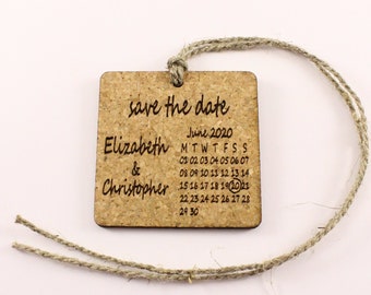 Pack of 5 save the date cards. Save the date with calendar. Save the date card. Save the date with string. Save the date cards with twines.