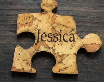 Set di 5 sottobicchieri in sughero a forma di puzzle personalizzati: regali personalizzati per matrimoni e feste