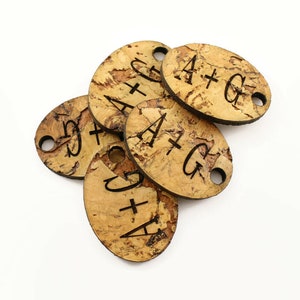 Pack of 10 personalized oval  cork tags. Oval tags. Natural cork tags. Tags. Tags for wedding. Cork tag. Wedding gift favor. Oval shape tags