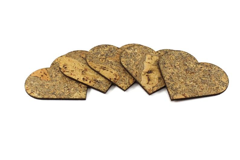 Pack of 5 Heart Cork Coasters. Cork Coaster. Coasters for Etsy