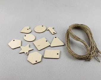Set of 10 Mixed Birch Plywood Cutouts – Circle, Heart, Star Craft Blanks