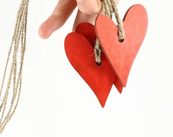 Wooden heart ornaments. Valentine day decor. Valentine day decoration ideas.  valentine's day decor. valentine decorations. Red decorations