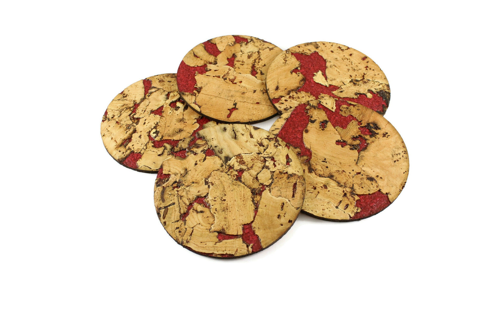 Set of 5 Cork Coasters. Laser Cork Coaster Set. Laser Cut Etsy