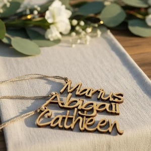 Custom Birch Wood Stocking Tags – Personalized Christmas Name Decor