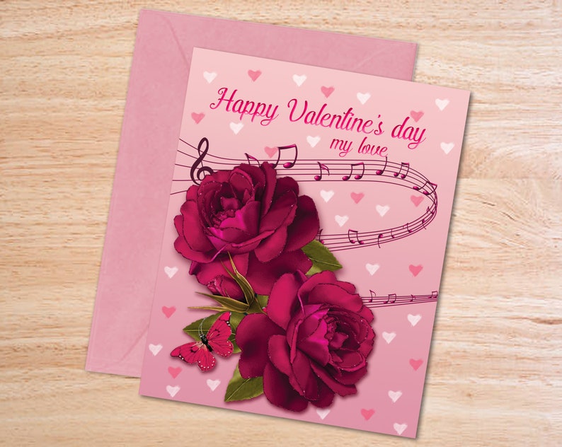 Happy Valentines Day Card Printable Valentine s Card Valentine s Love Cards For Her for Him