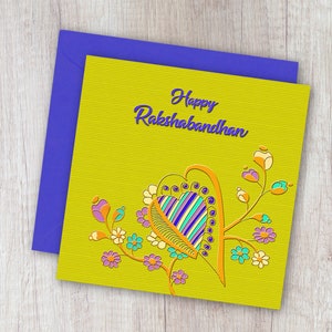 Carte Rakshabandhan imprimable, Happy Rakshabandhan, Pour frère, Pour sœur, Bright Rakhi Wish, Téléchargement instantané