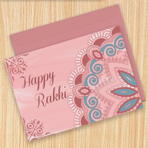 Tarjeta Rakhi imprimible, Tarjeta Mandala Rakhi digital, Deseo Rakshabandhan, Para hermano, Para hermana, Descarga instantánea.