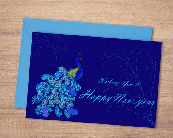 Happy New Year Greeting Card Printable New year CardPaisley | Etsy