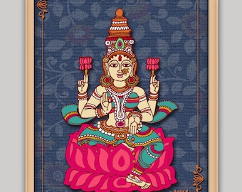 Lakshmi Kalamkari Wall Art: Traditional Indian Decor (Digital Download)