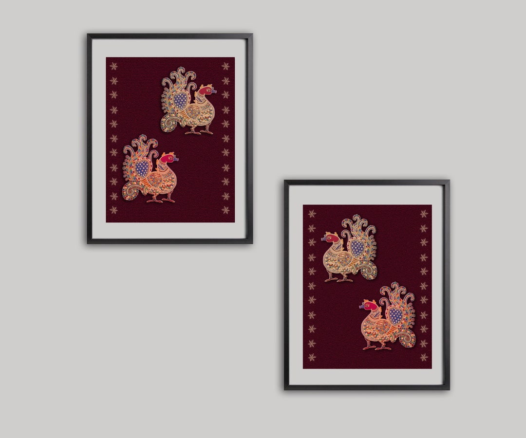 Kalamkari Art Print Set of 2 Wall Art Download Printable Etsy