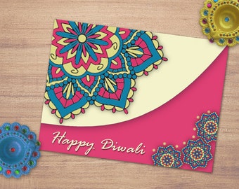 Diwali Grußkarten Set – 6 Mandala Karten Mit Umschlägen, 350 G/m² Hochwertiger Karton