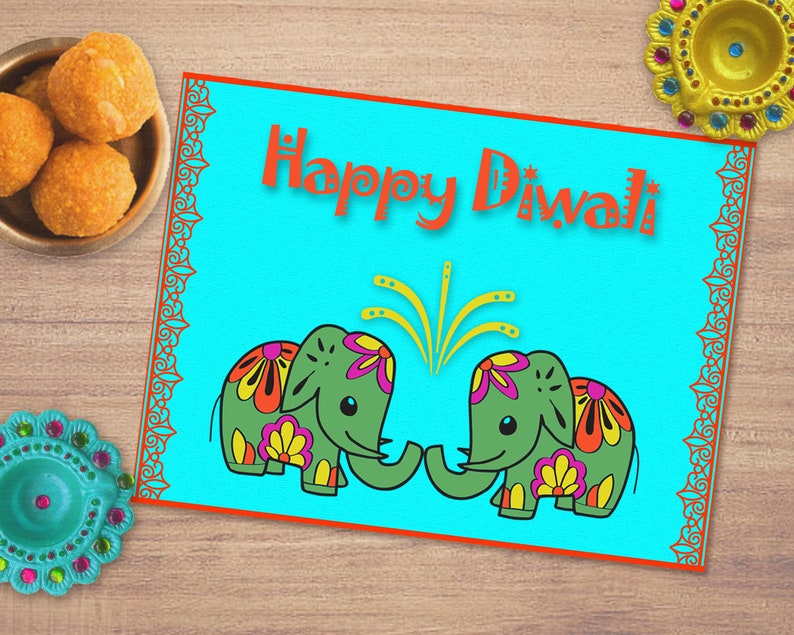 Printable Happy Diwali Card Diwali Greeting Card Cute ...