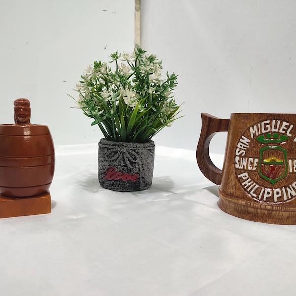 San Miguel Beer Wooden Mug and Small Barrel Man Bundle Deals Made in Philippines, Unique Gift Set, Wooden Souvenir Mug, Souvenir Gift Ideas