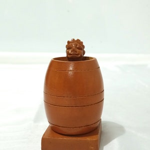 Small Barrel Woman Figurine Funny Souvenir Made in Philippines, 4 in Tall Lady Barrel Wood Carved Statue, Wood Carving Gift, Funny Gift