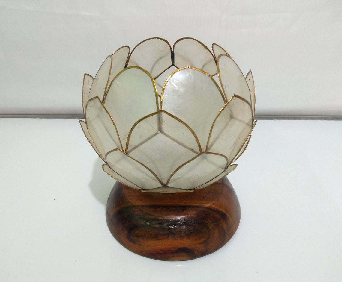Capiz Shells Table Lamp Made in Philippines Windowpane Etsy