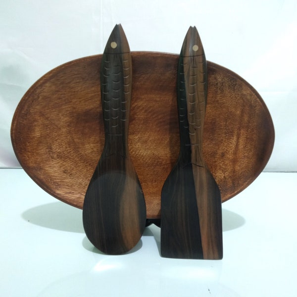 Kamagong Spatula and Spoon Pair Made in Philippines, Kitchen Gifts, Beautiful Wooden Spoon, Souvenir Gifts, Philippine Gifts, Unique Gifts