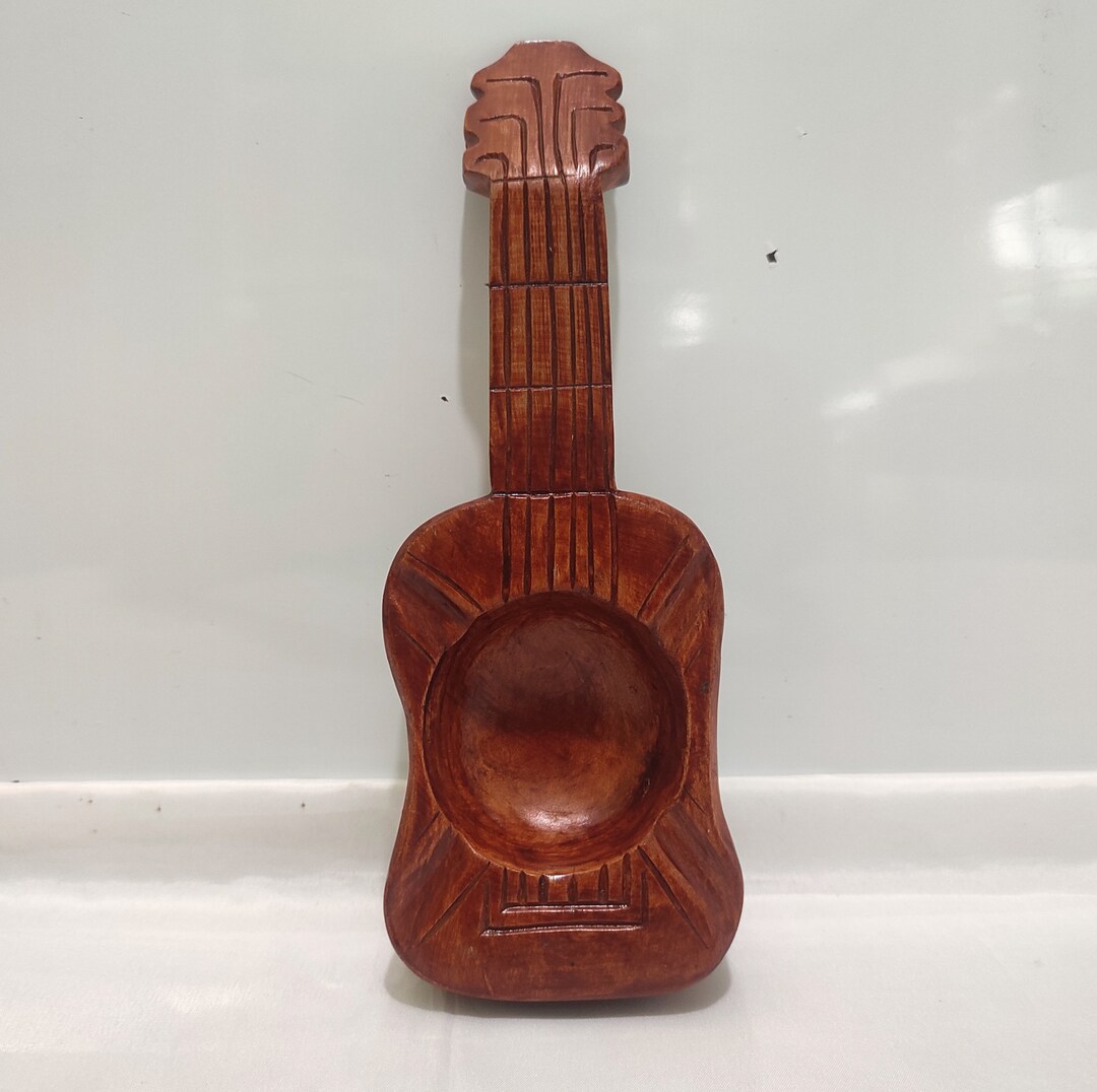 Wooden Carved Guitar Ashtray Made in Philippines, Filipino Gifts