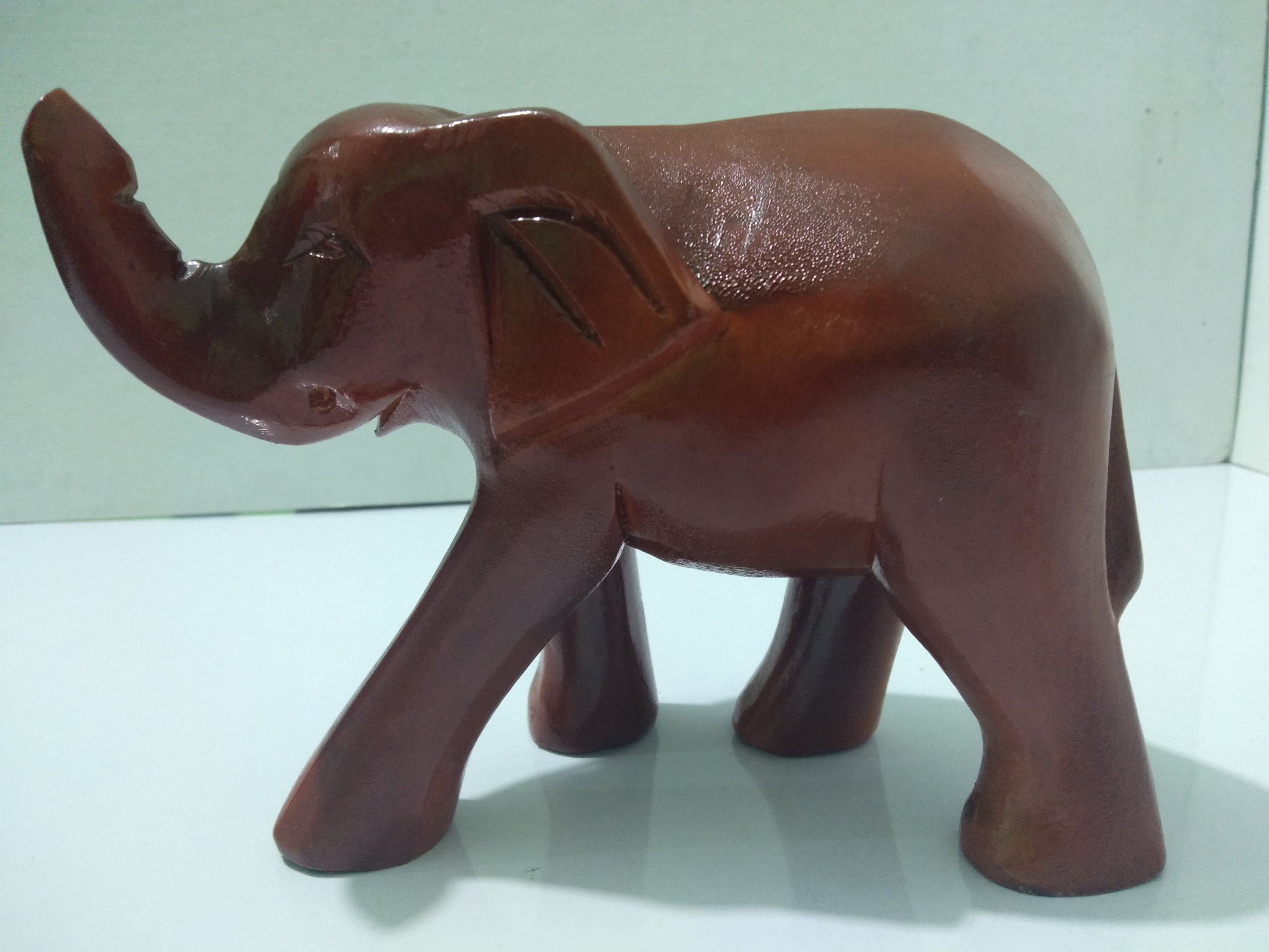Elephant Figurines Vintage Wood Carved Handmade Natural Animal Lovers Collection 
