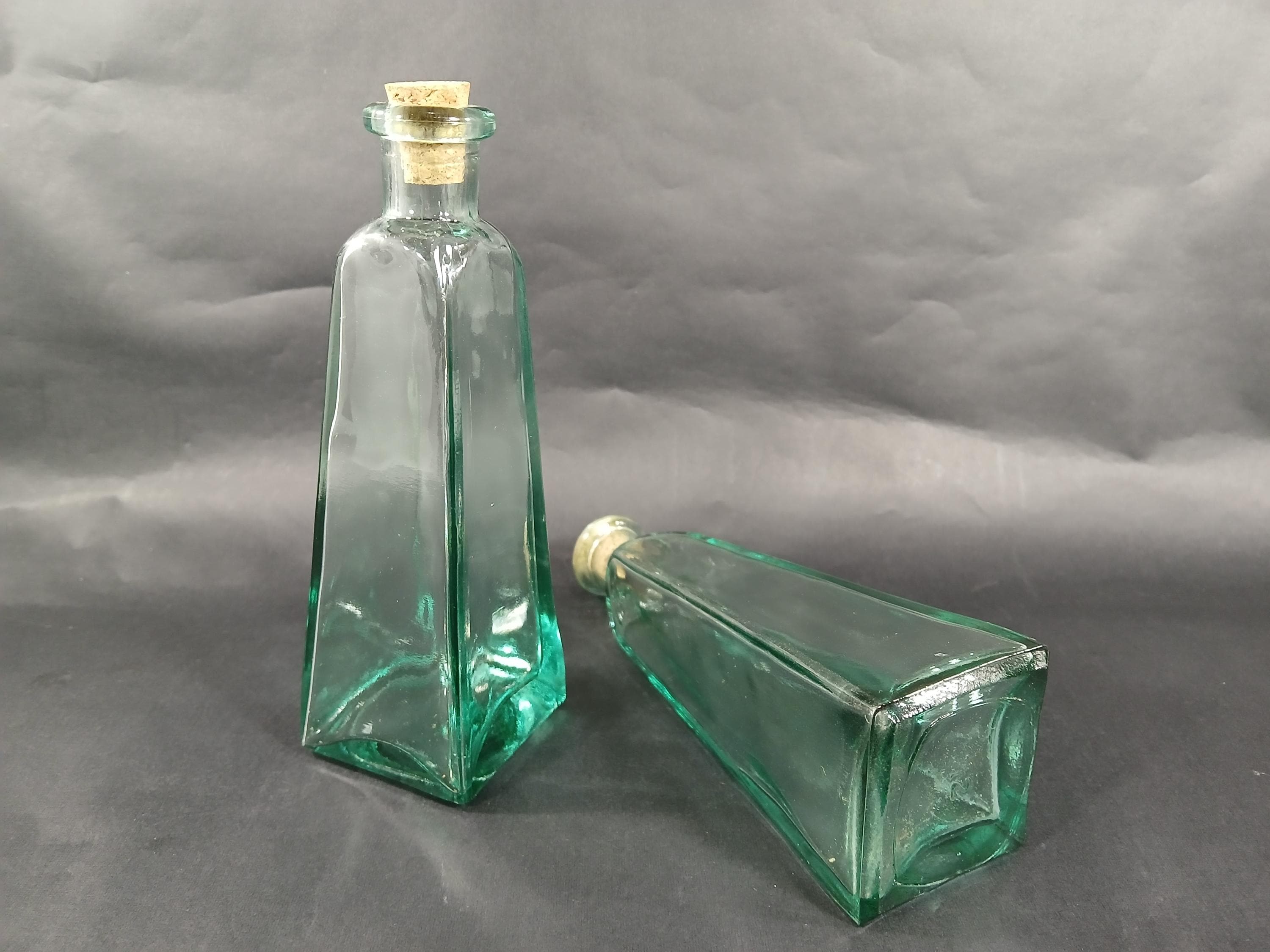 Vintage Green Glass Water Bottle - Etsy