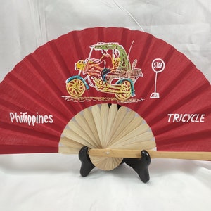 Handheld Foldable Fan with Tricycle Print Made in Philippines Free Shipping, Folding Manual Fan, Philippine Souvenir, Gawang Pinoy Pamaypay