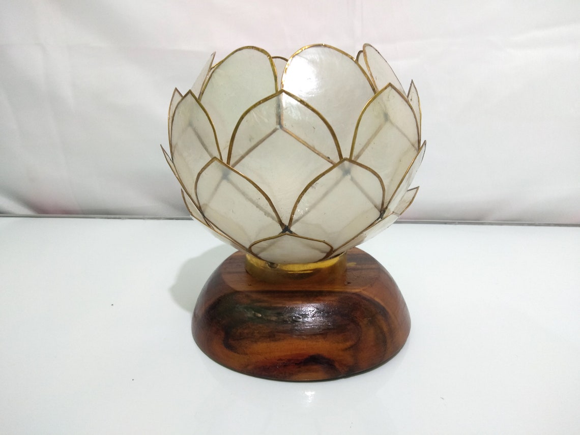 Capiz Shells Table Lamp Made in Philippines Windowpane Etsy