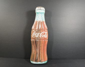 Vintage Coke Bottle Design Tin Can Container, 1996 Coca-Cola Collectible Multipurpose Metal Storage Keepsake Box,