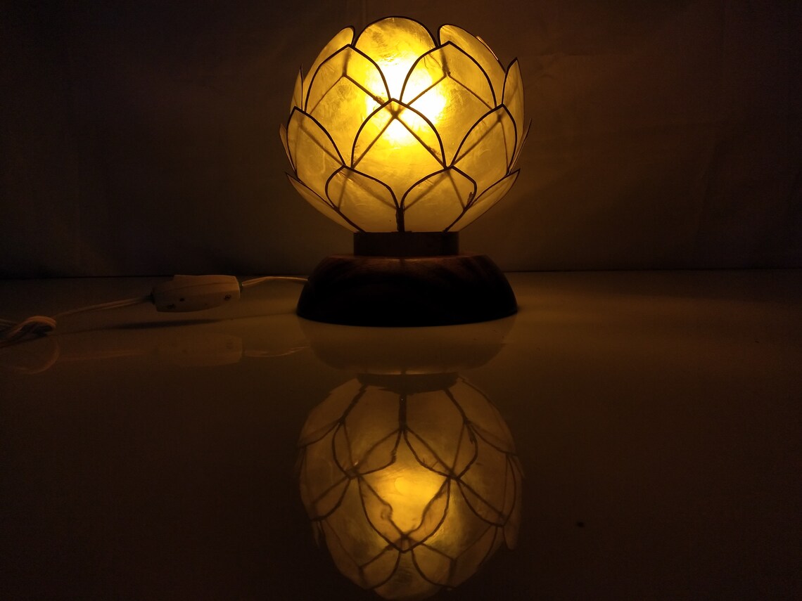 Capiz Shells Table Lamp Made in Philippines Windowpane Etsy