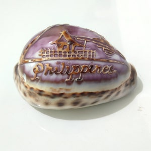 【希少】フィリピン　Philippine 貝殻　　土産 Seashell Souvenir With Engraved Bahay Kubo Made in Philippines