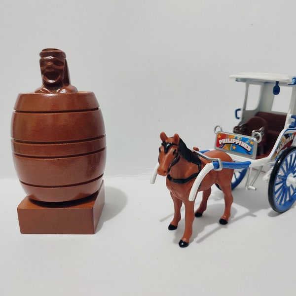 Kalesa and Small Barrel Man Figurine Bundle Deals Made in Philippines, Filipino Barrel Man, Gift Bundle Set, Unique Gift Ideas, 2in1 Gifts