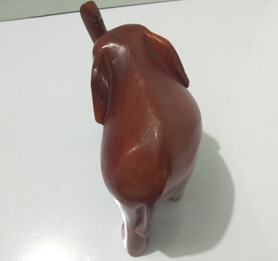 プレミアムアンティーク象手彫りの置物