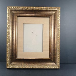 Vintage Ornate Floral Gold Rustic Design Edge Wooden Picture Frame, Decorative Large Photo Display Holder, Collectible Tabletop Home Decor