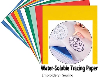 Papel de transferencia para bordado (paquete de 10) - Transferencia de patrones - Soluble en agua - Borrable - 5 colores