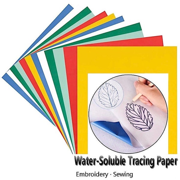 10 Pack Embroidery Transfer Paper - Pattern Transfer - Water Soluble - Erasable - 5 Colours