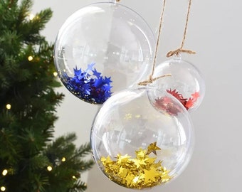 Lot de 10 boules suspendues transparentes à remplir – Décoration de Noël – Décoration de fête DIY