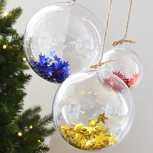 12 pack FLASK CHRISTMAS CLEAR FILLABLE ORNAMENT tree hang candy craft booze gift 
