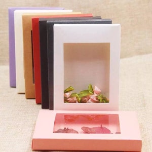 Farbige Geschenkschachteln mit Sichtfenster - Weihnachts Kraft Box - 6 Farben