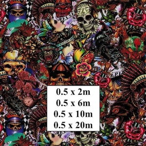 Hydrographie Wassertransferfolie - Hydrographisches Tauchbad - Water Diping Film - Hydro Diping Print Sugar Skulls & Roses
