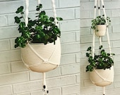Handmade macrame double hanging basket, shabby chic, boho interior decor, vintage style, cottage house ideas bohemian design