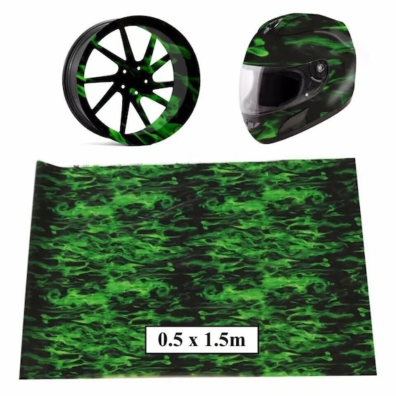 Hydrographic Water Transfer Film - Hydrographic dipping - Water Dipping Film - Hydro Dipping Print Green Flames