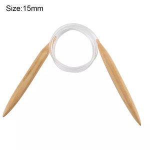 Aiguilles à tricoter circulaires en bambou 15 mm, 20 mm ou 25 mm image 2