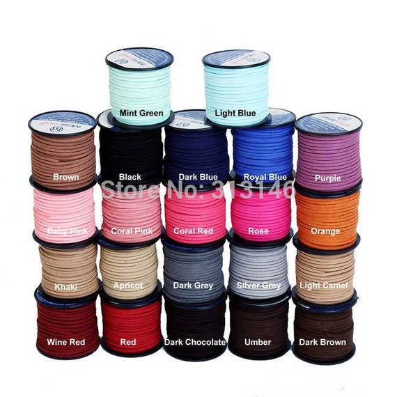 3mm, 25m Faux Suede Cord - Leather Lace - 22 Colours