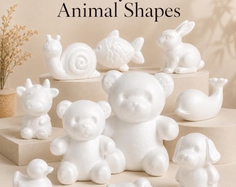 Styrofoam Animal Shapes, White Polystyrene Foam Animals for DIY Rose Bear, Modelling, Party Decor, Kids Crafts & Floral Arrangements