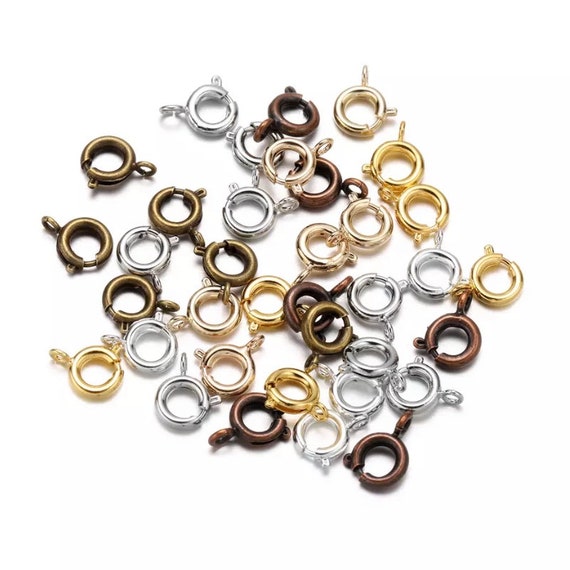 Spring Ring Clasps 10 Pack - 6mm or 7mm - Jewellery Findings - 6 Colours