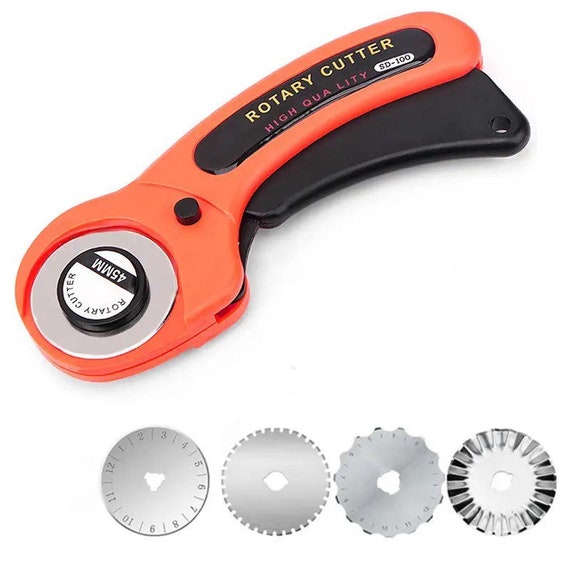 45mm Rotary Cutter for Fabric, Leather, Paper, Plastic and More - Cutting Tool with Specialty Blades