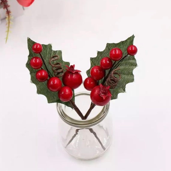 5 Pack Artificial Holly Branches - Christmas Decor - DIY Wreath Making - Flower Arrangement - model 5