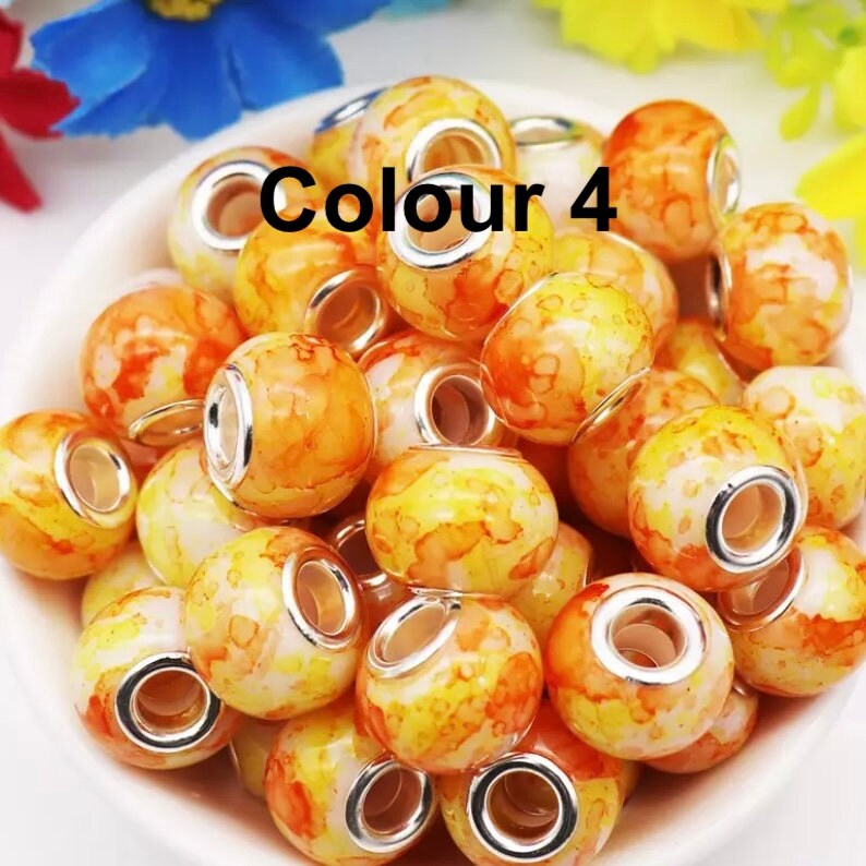 5mm Hole Round Glass Beads 10 Pack Large Hole Bead for Macrame 16mm  Diameter 6 Colour Options 